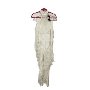 FASHION NOVA White Fur Body Suit